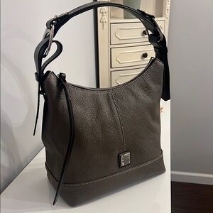 Dooney & Bourke Brown Hobo Bag with Pebbled Texture